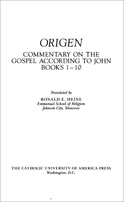 commentary on the gospel according to john